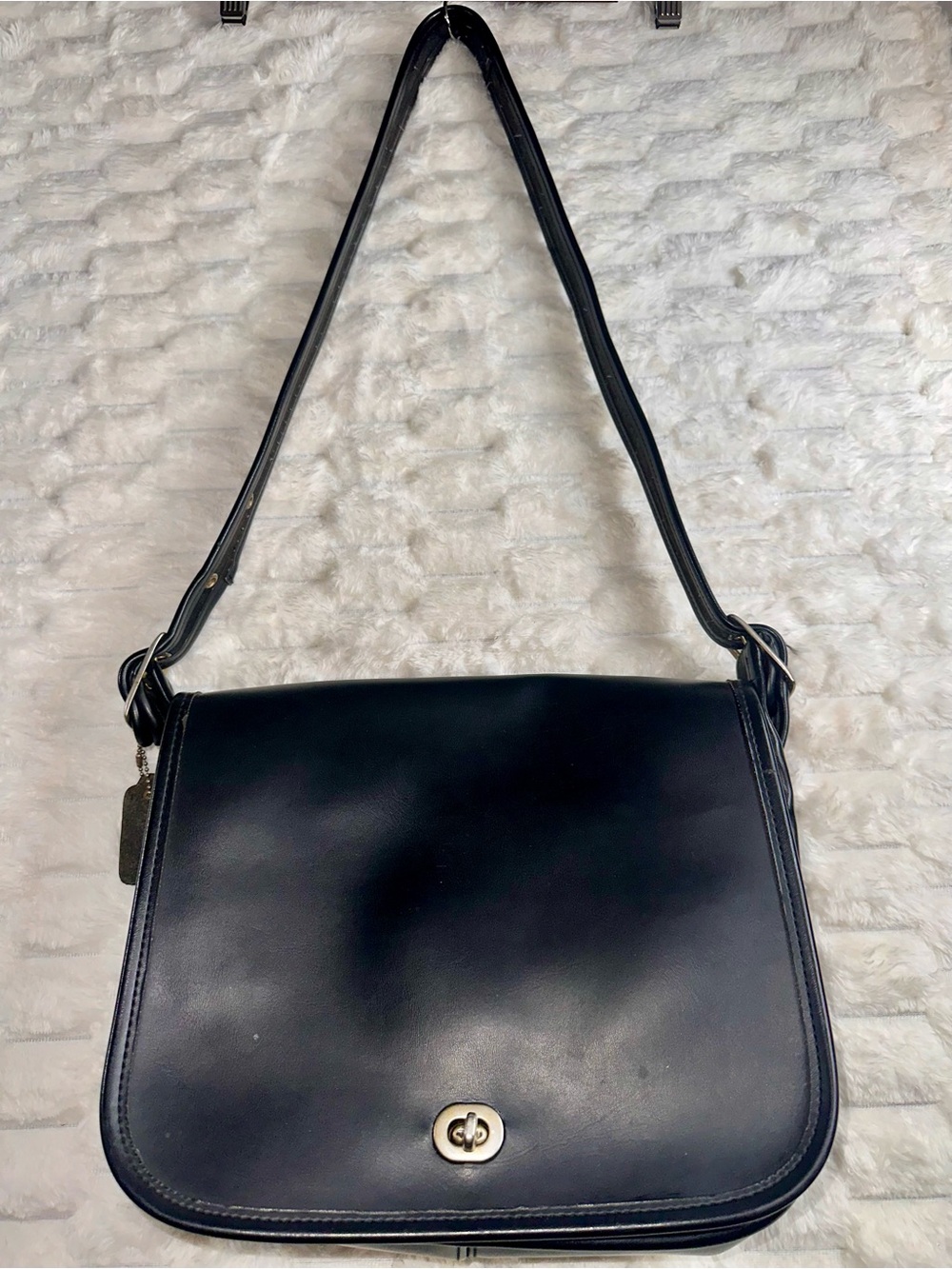Classic Black Leather Satchel Shoulder Bag Boho/vintage Leather